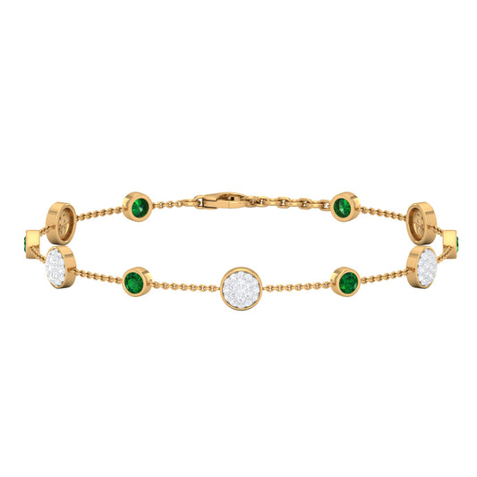 Genuine Emerald and Diamond Station Bracelet with Certificate