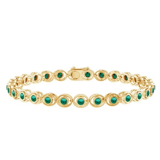 Lab Created Emerald Tennis Bracelet in Bezel Setting