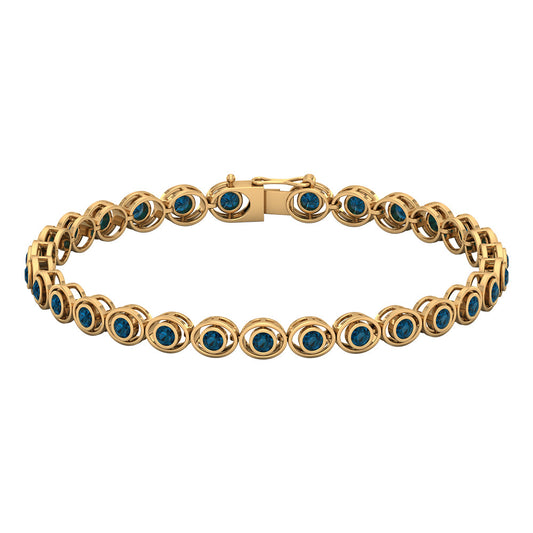 Bezel Set London Blue Topaz Tennis Bracelet for Women