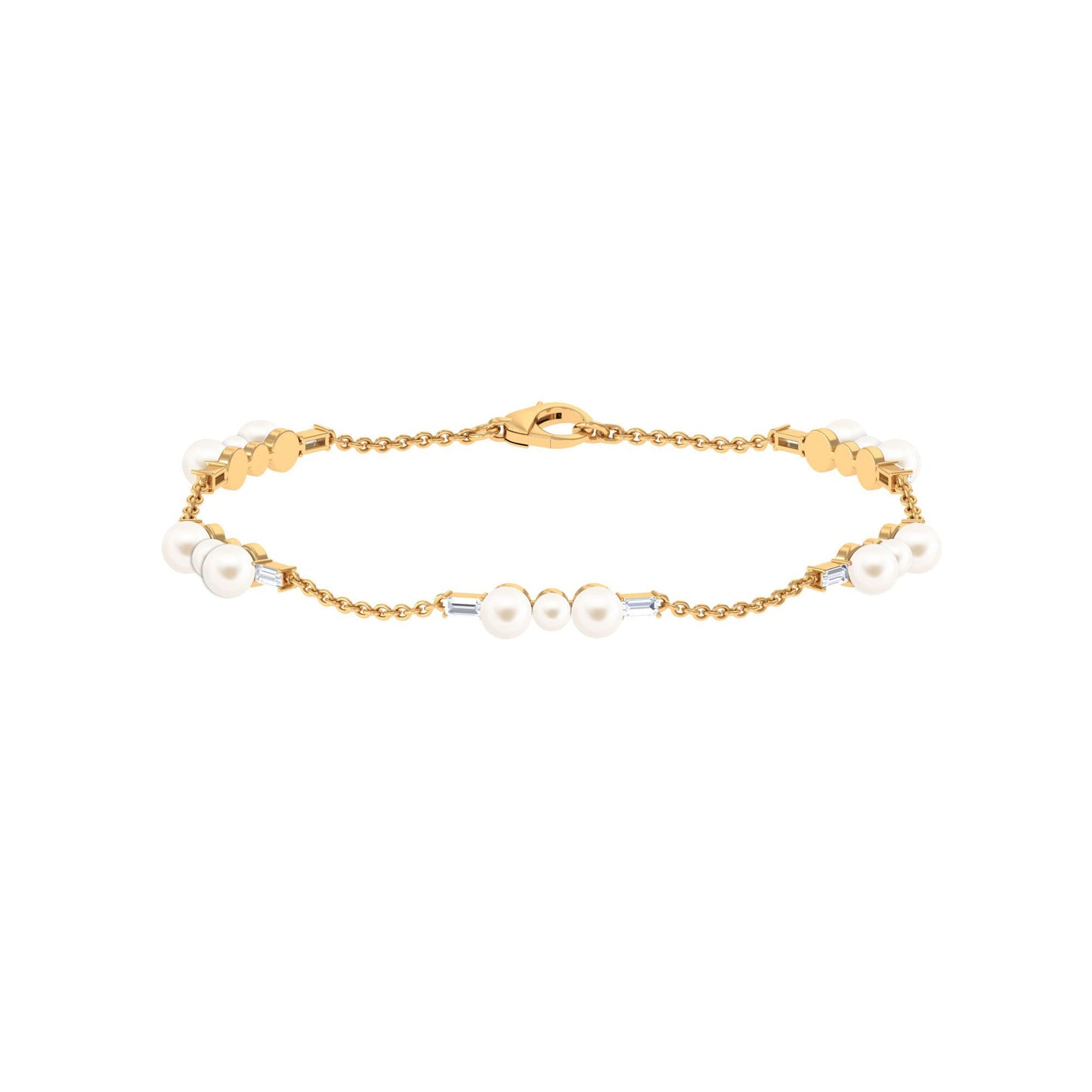Certified Freshwater Pearl Station Bracelet with Moissanite