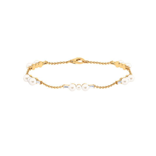 Certified Freshwater Pearl Station Bracelet with Moissanite