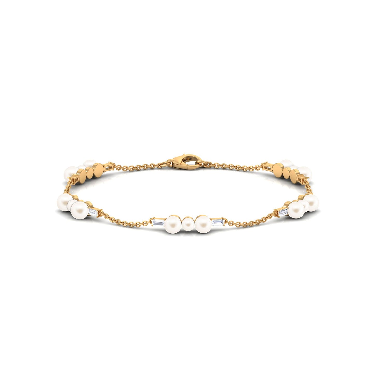 Certified Freshwater Pearl Station Bracelet with Moissanite