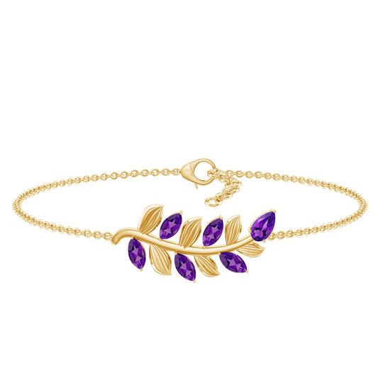 Natural Amethyst Leaf Bracelet with Certificate