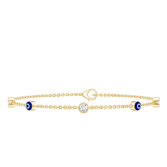 Certified Moissanite and Evil Eye Station Chain Bracelet