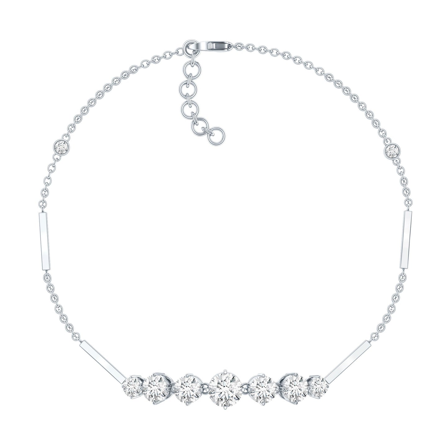Round Moissanite Link Chain Bracelet for Women