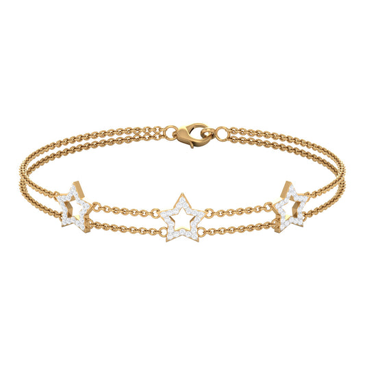 Certified Diamond Star Double Chain Bracelet