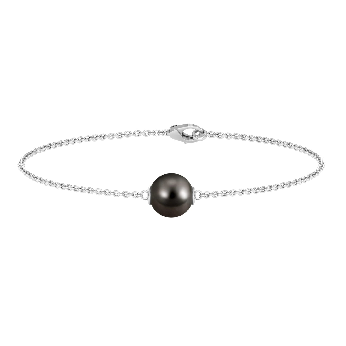 7.5 Carat Solitaire Tahitian Black Pearl Bracelet with Lobster Clasp