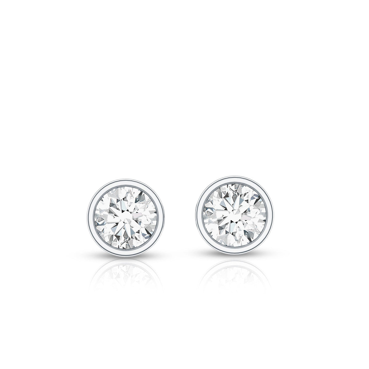 Dainty Moissanite Solitaire Stud Earrings in Bezel Setting