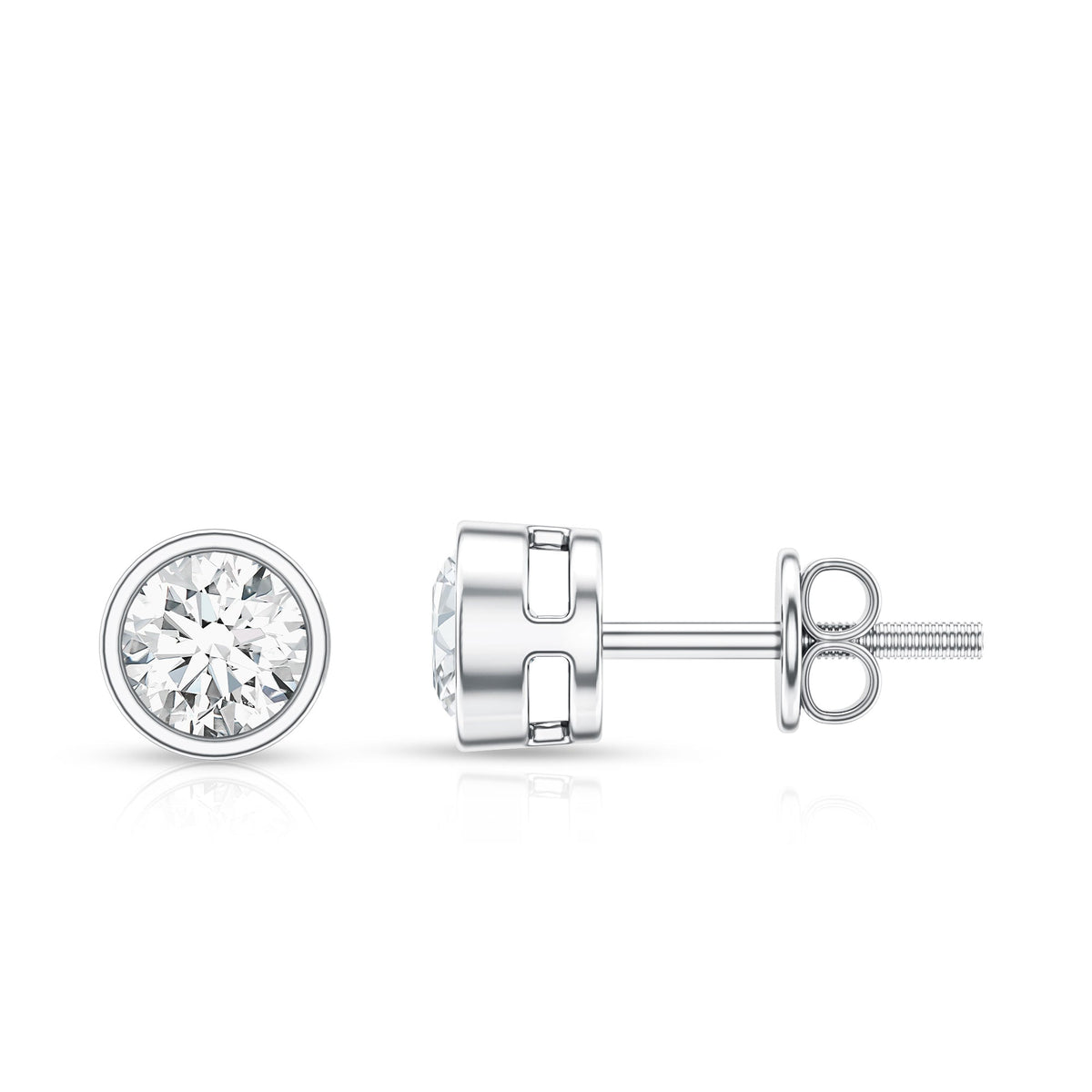 Dainty Moissanite Solitaire Stud Earrings in Bezel Setting