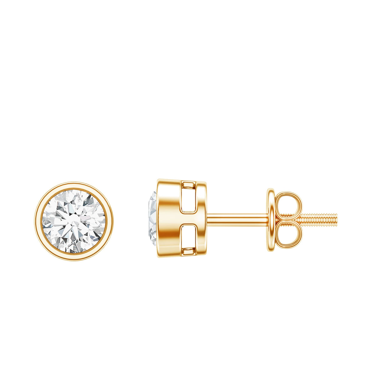 Dainty Moissanite Solitaire Stud Earrings in Bezel Setting