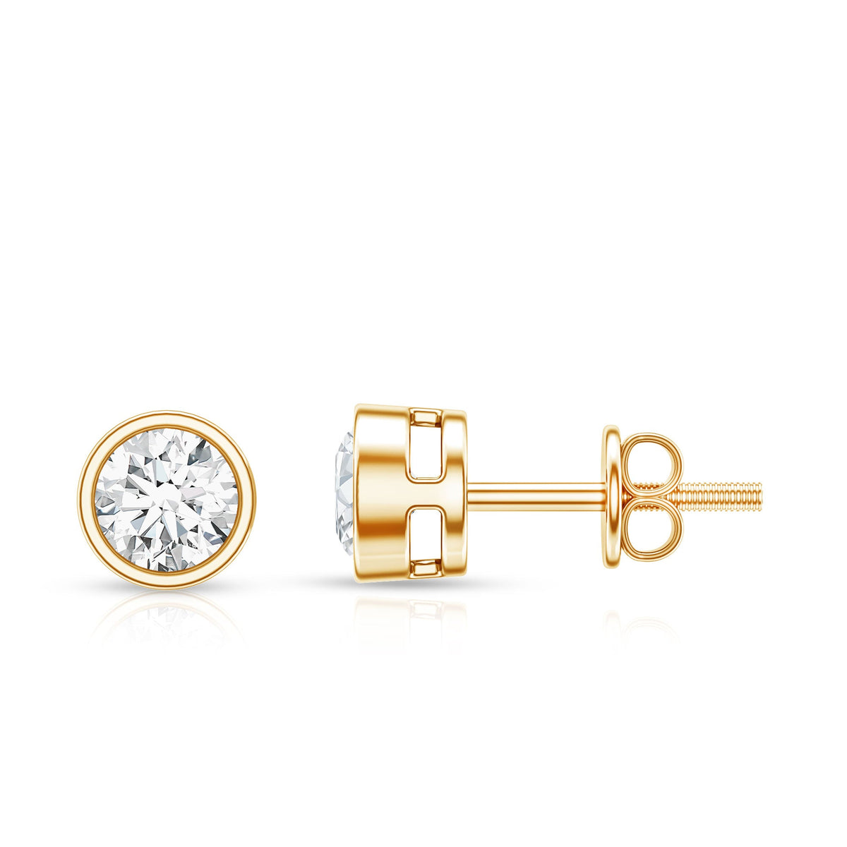 Dainty Moissanite Solitaire Stud Earrings in Bezel Setting