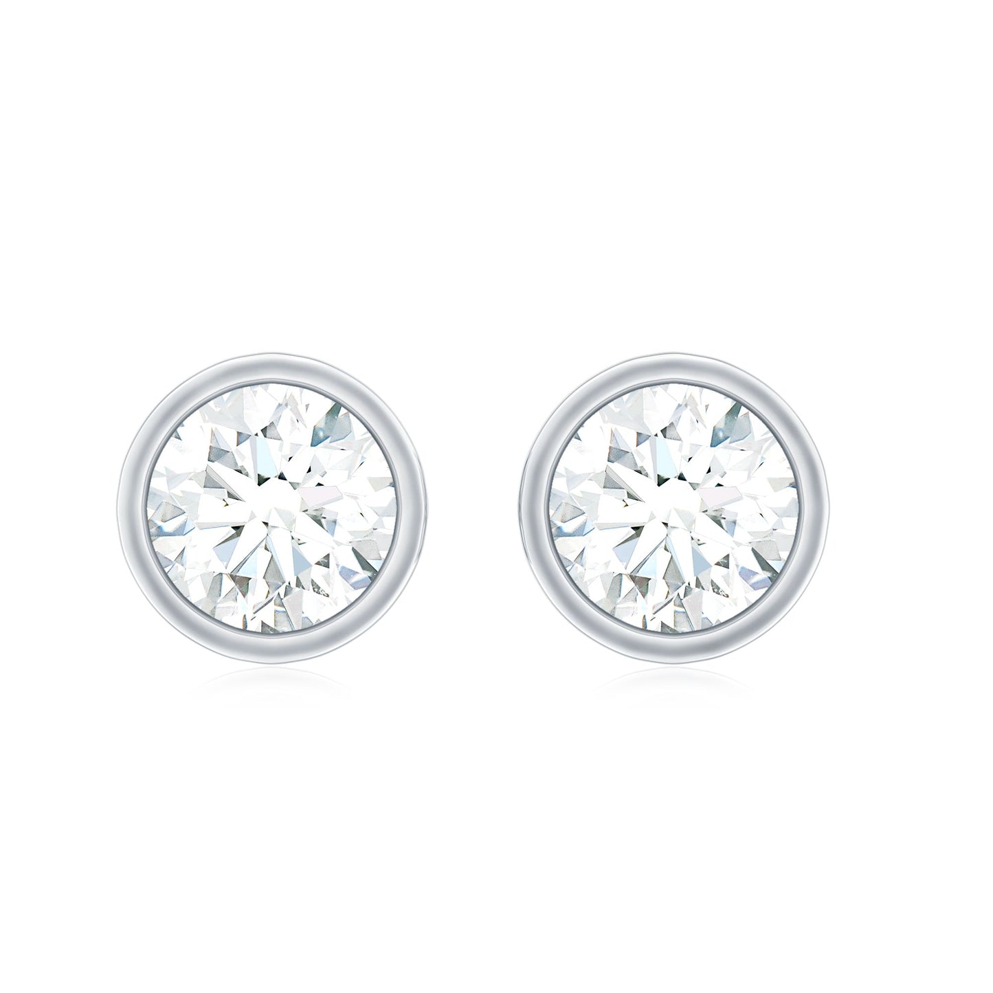 Minimal Bezel Set Diamond Everyday Earrings with Screw Back