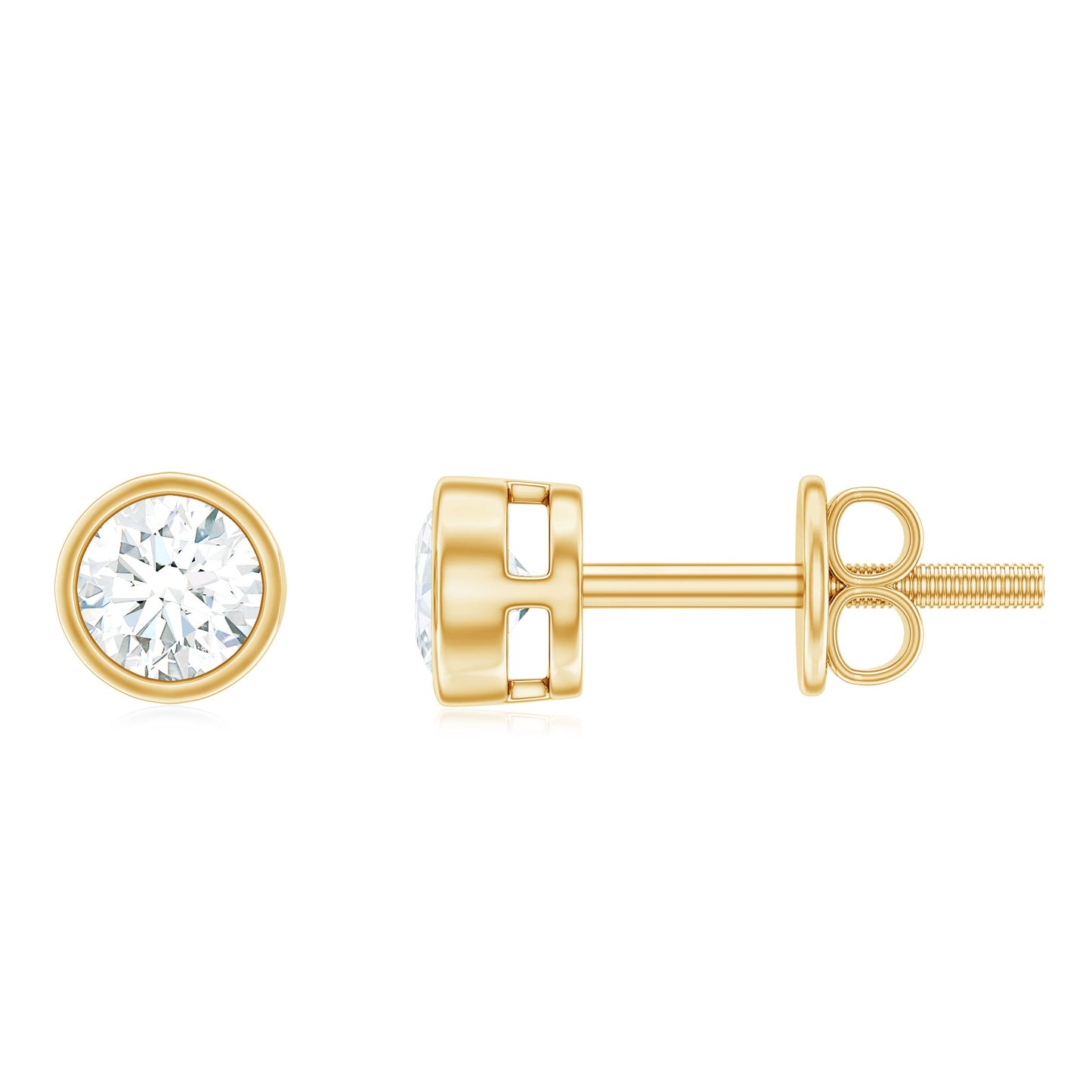 Minimal Bezel Set Diamond Everyday Earrings with Screw Back