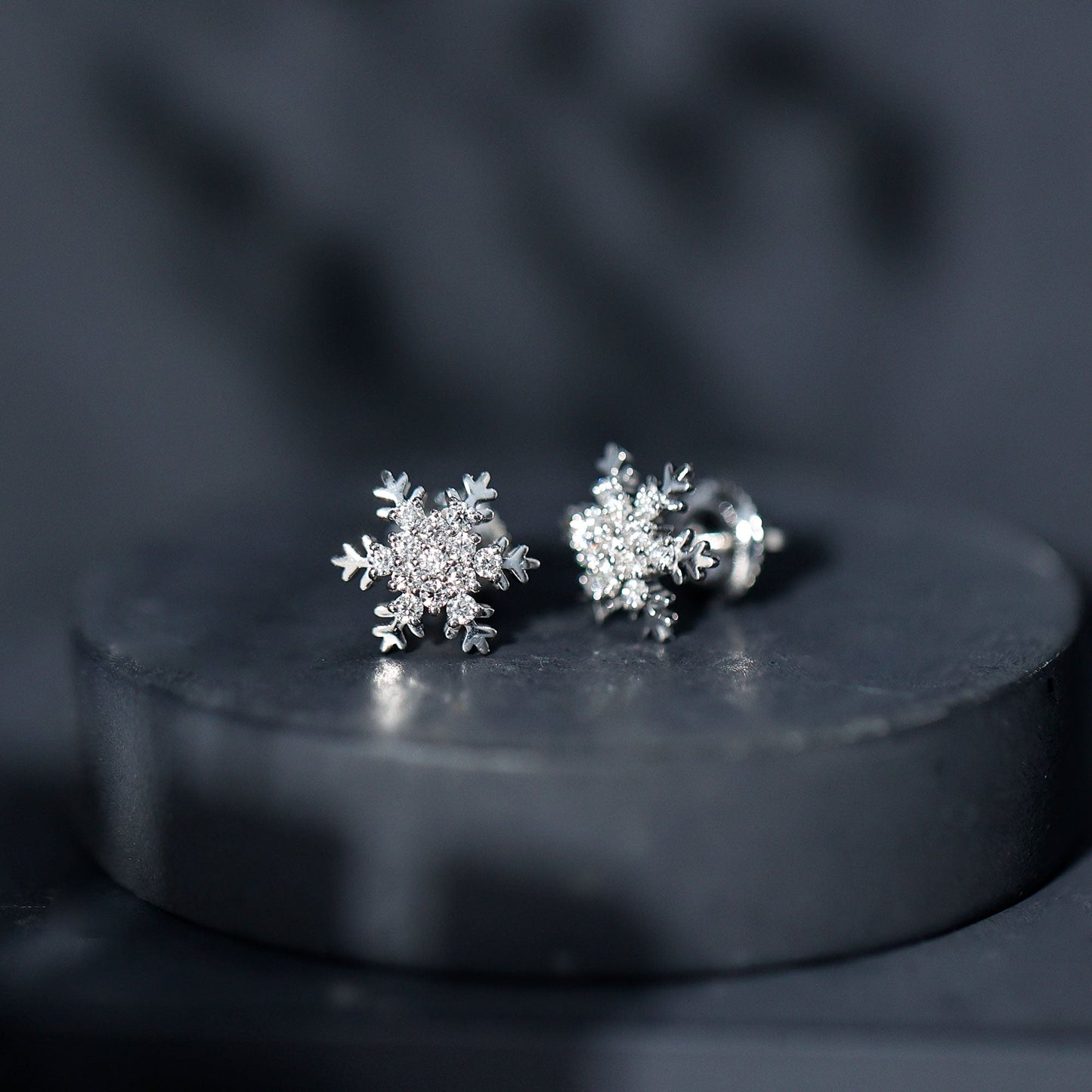 Certified Moissanite Winter Snowflake Stud Earrings