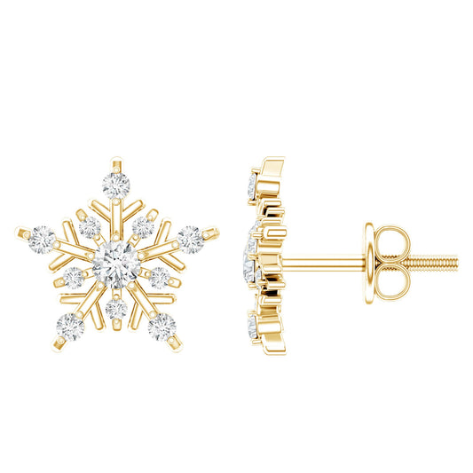 Certified Moissanite Snowflake Stud Earrings for Women