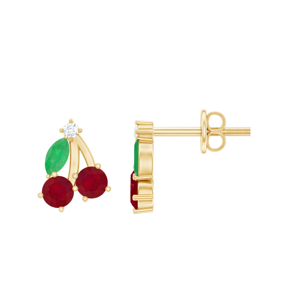 Natural Ruby and Emerald Cherry Earrings with Certificate