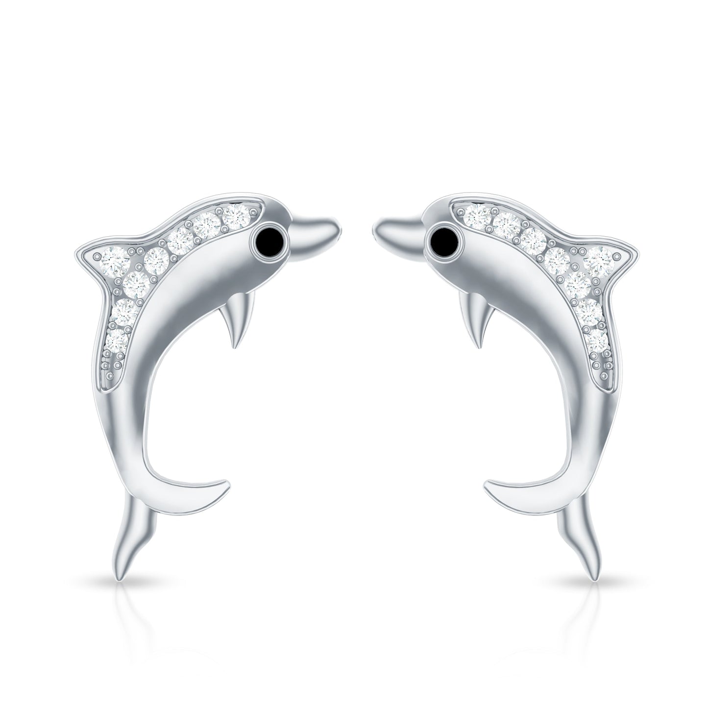 Cute Dolphin Stud Earrings with Moissanite