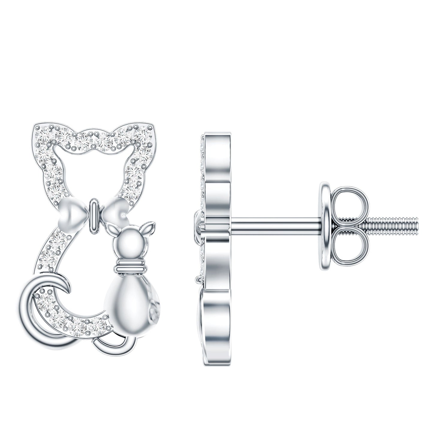 Certified Diamond Cat Stud Earrings