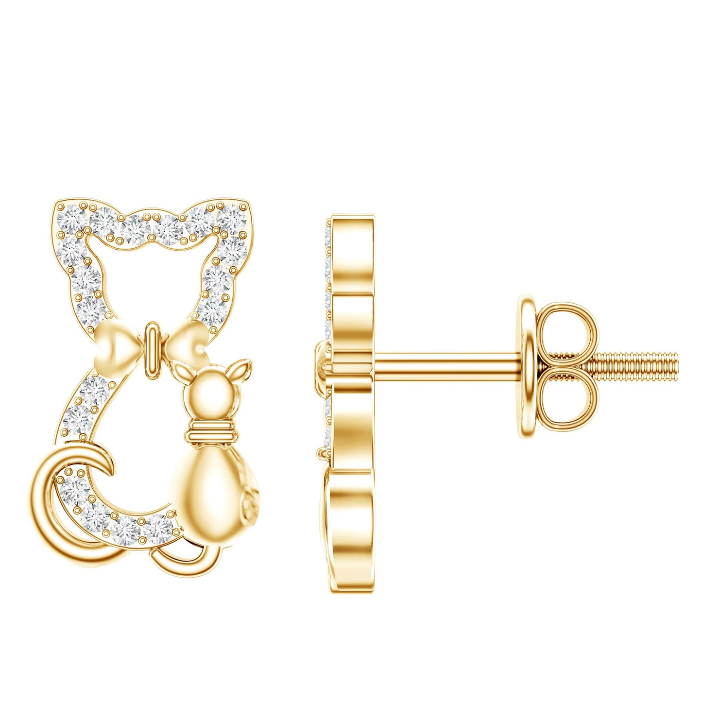 Certified Diamond Cat Stud Earrings