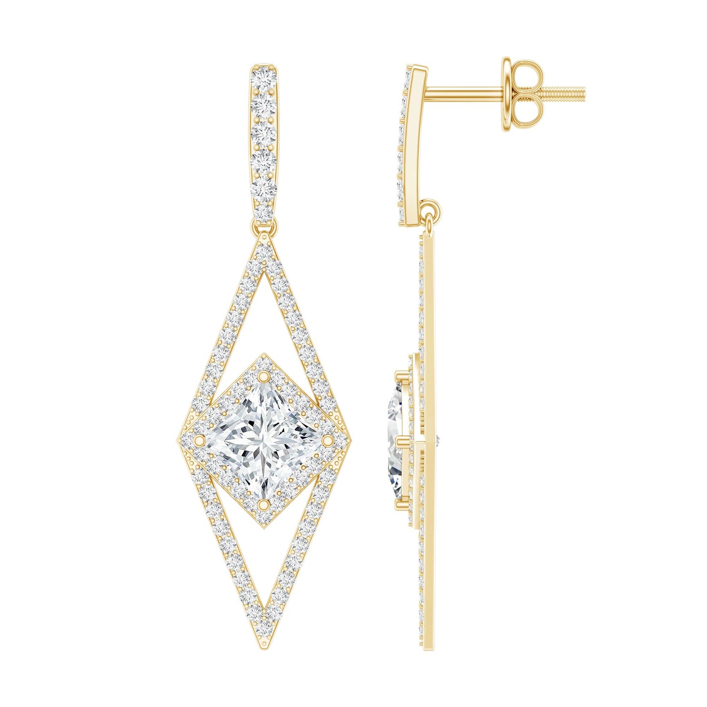 Certified Lab Grown Wedding Dangle Earrings