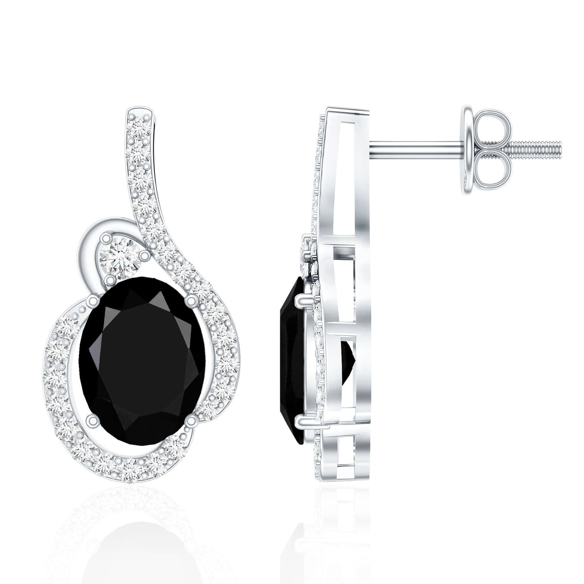 Classic Lab Grown Black Diamond Designer Stud Earrings