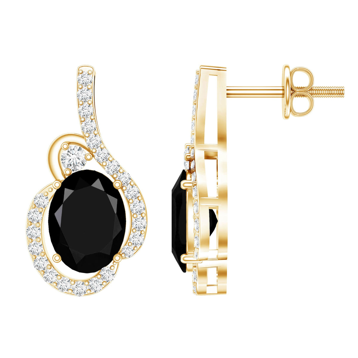 Classic Lab Grown Black Diamond Designer Stud Earrings