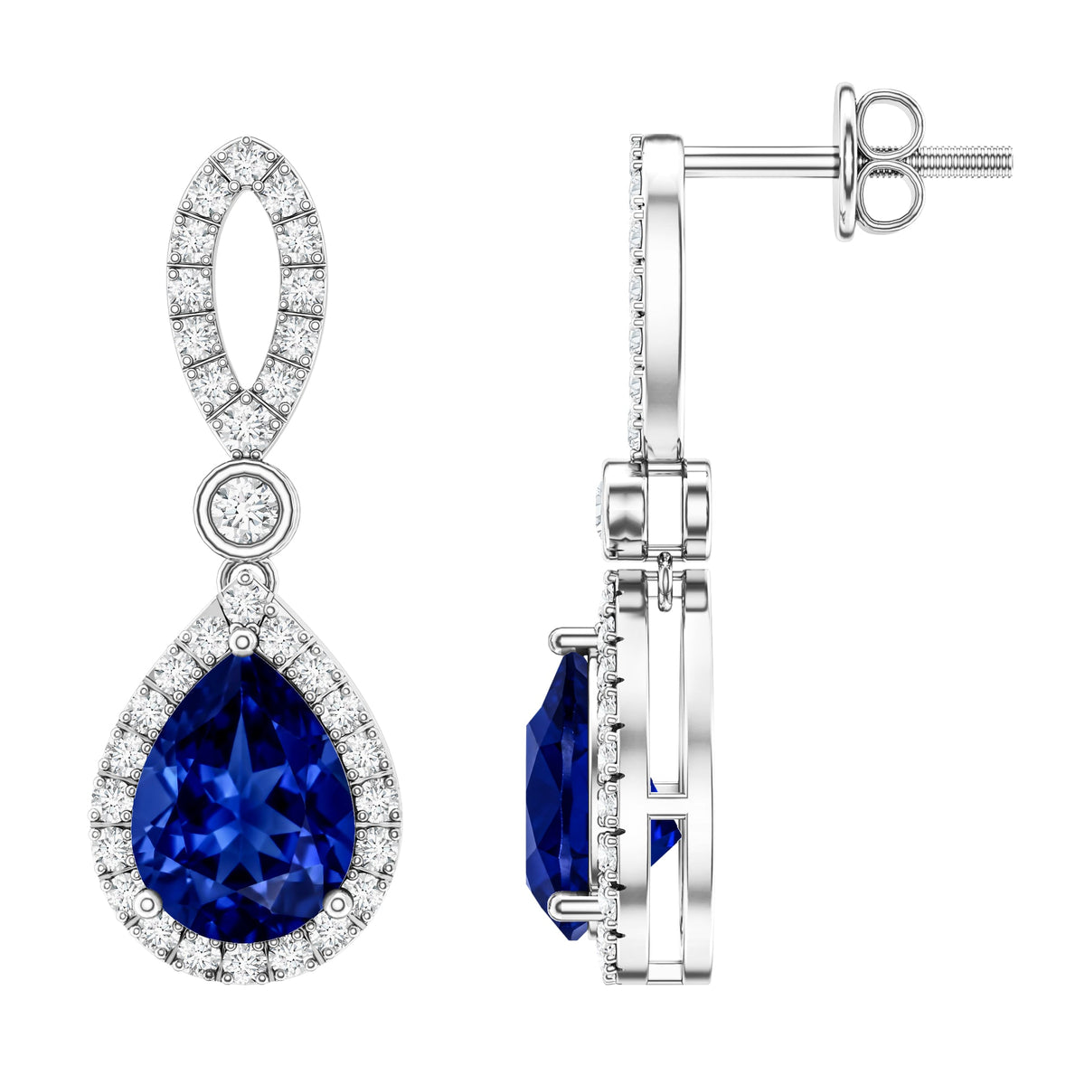 Designer Lab Grown Sapphire Drop Earrings with Diamond