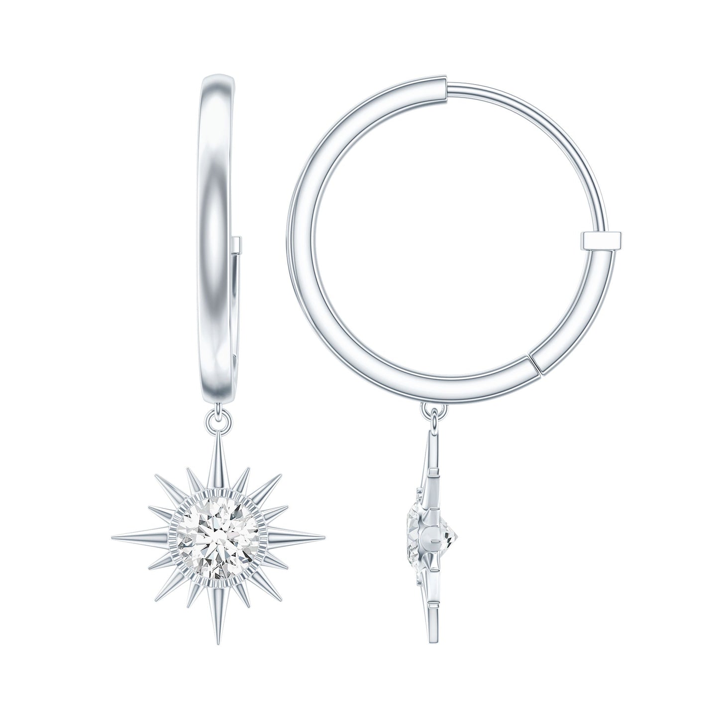 Certified Lab Grown Diamond Sunburst Hoop Earrings