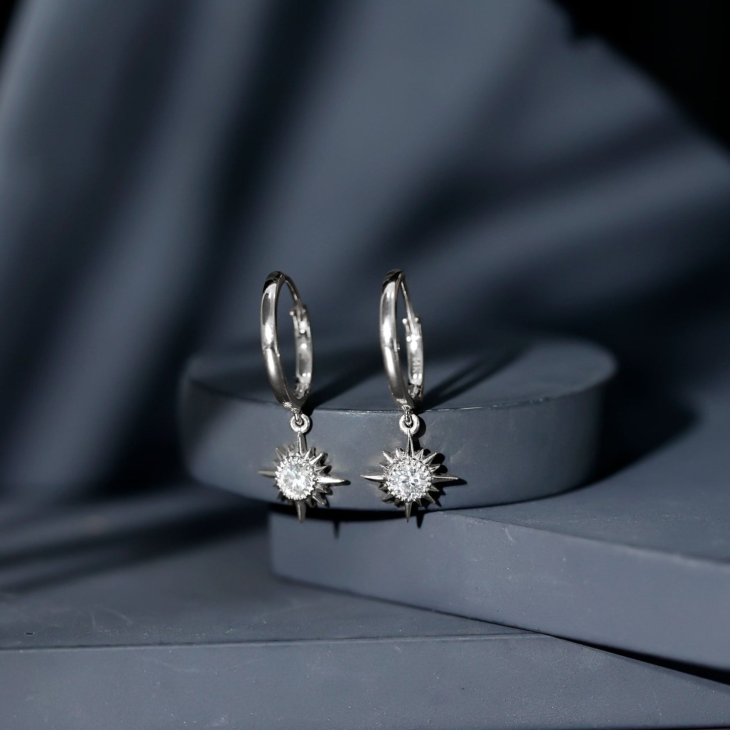 Certified Lab Grown Diamond Sunburst Hoop Earrings