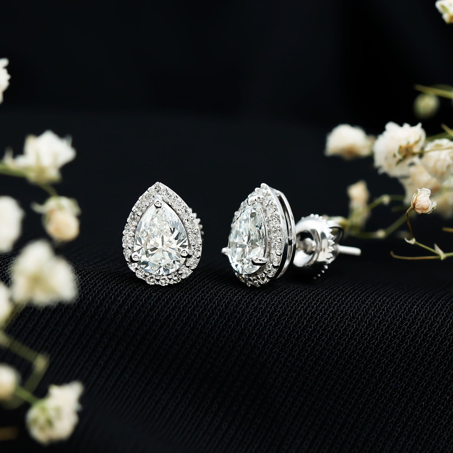 Certified 1.3 Carat Lab Grown Diamond Teardrop Stud Earrings