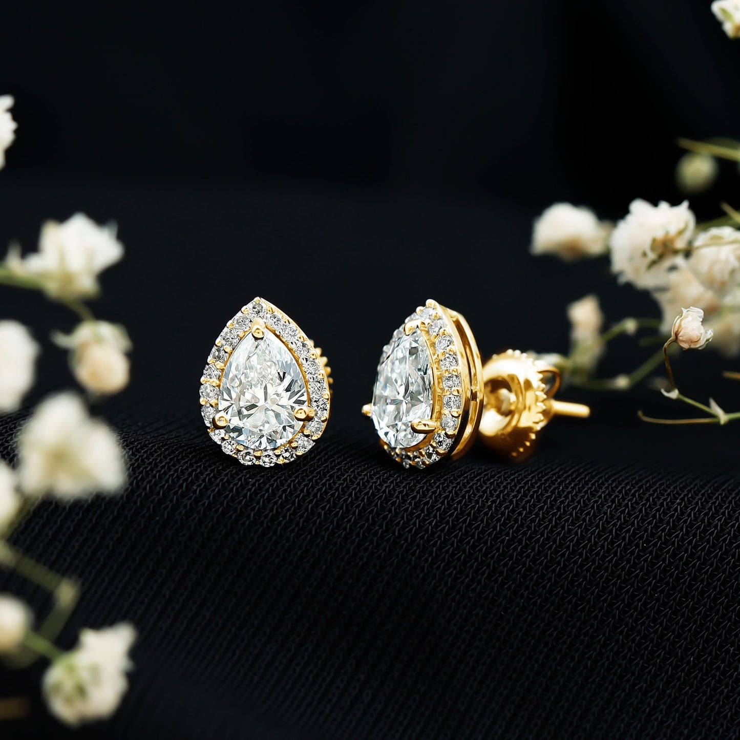 Certified 1.3 Carat Lab Grown Diamond Teardrop Stud Earrings