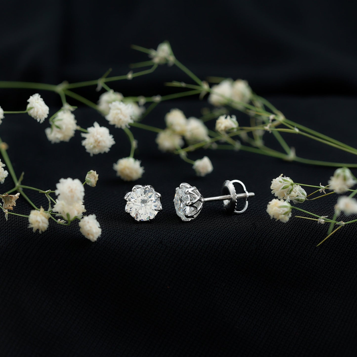 1.9 Carat Certified Lab Grown Diamond Solitaire Stud Earrings