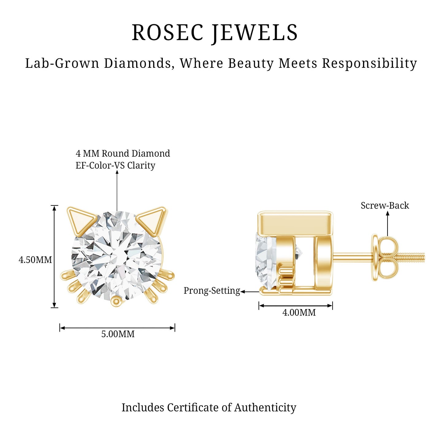 Certified Lab Grown Diamond Hello Kitty Earrings