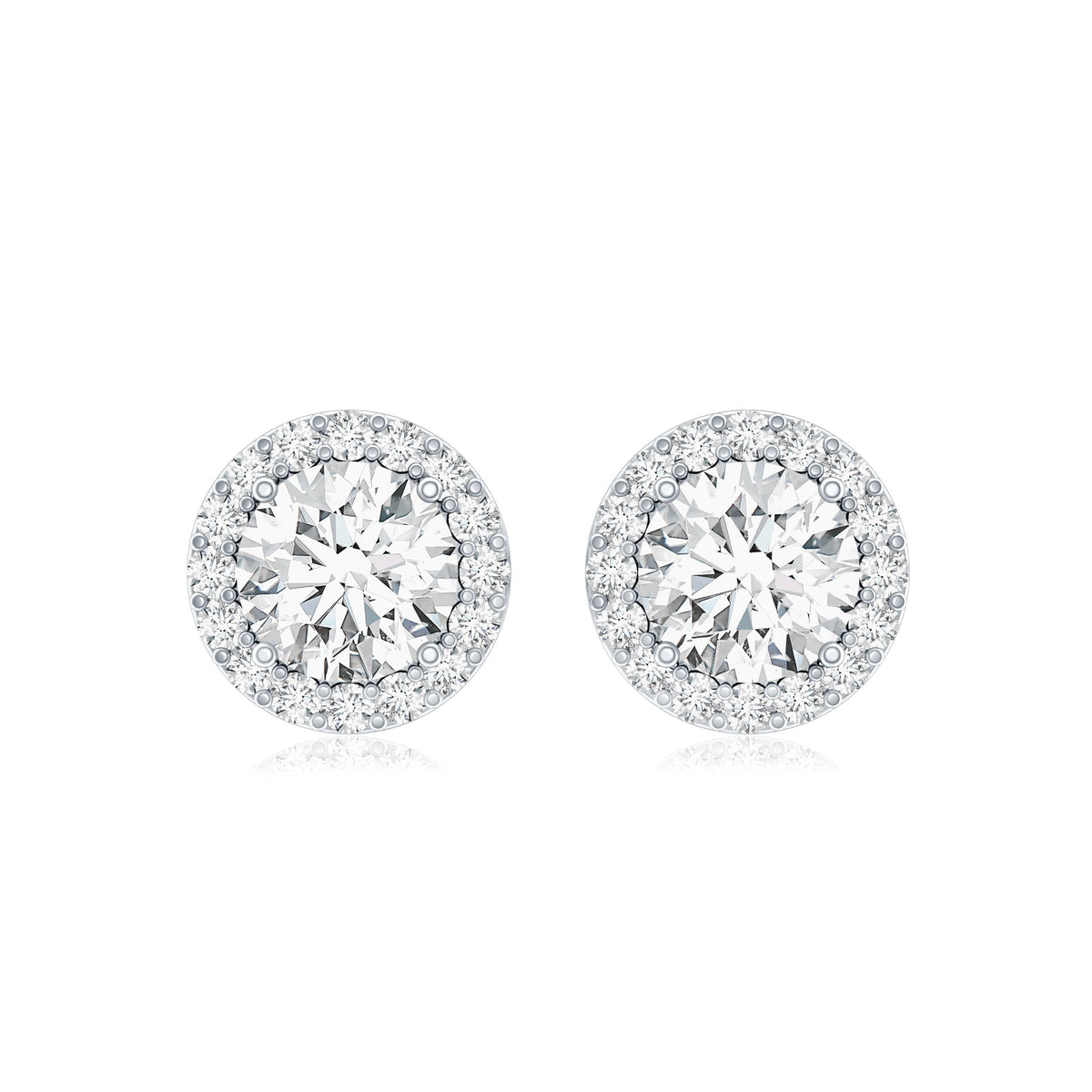 0.9 Carat Round Lab Grown Diamond Halo Stud Earrings With Screw Back