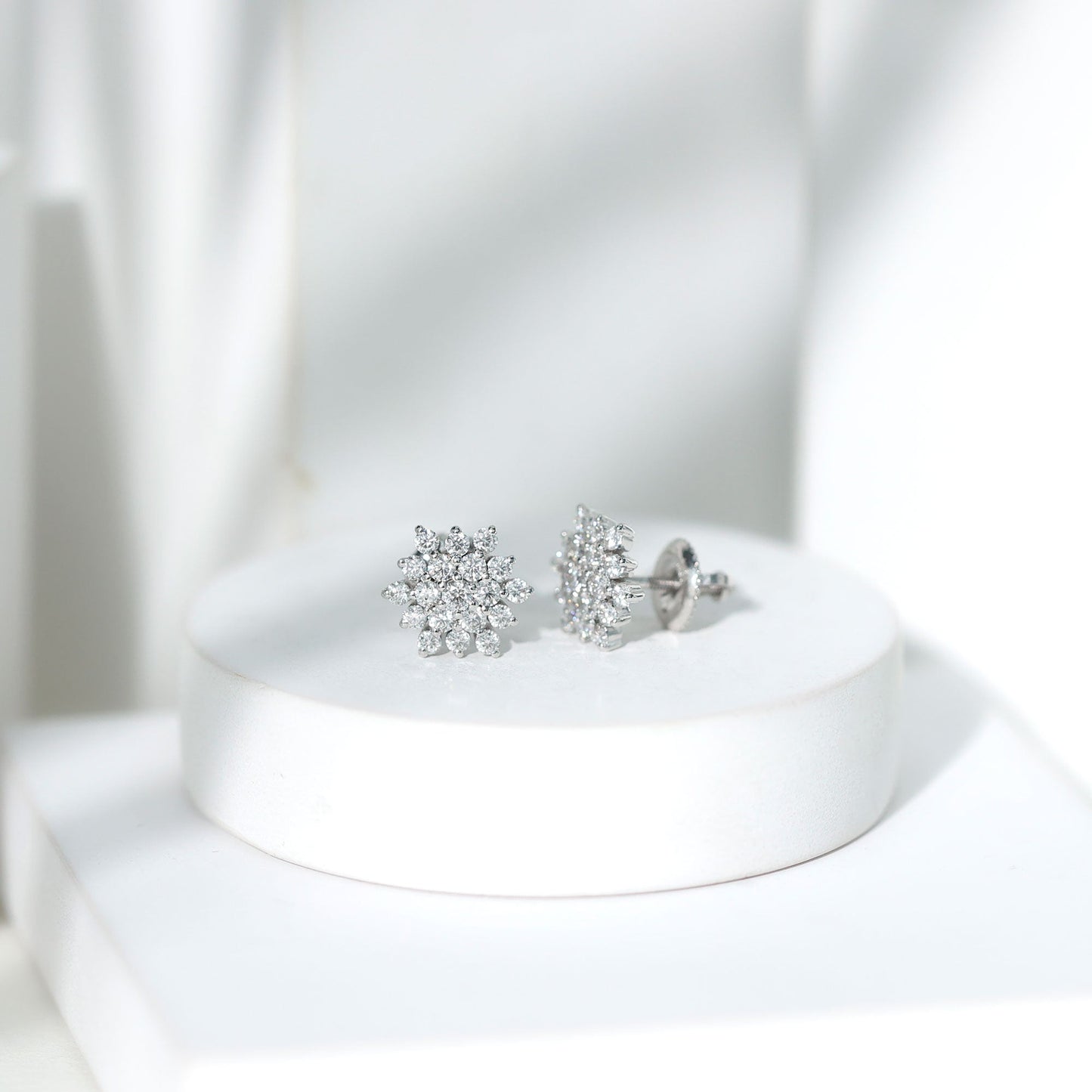 Certified Lab Grown Diamond Flower Statement Earrings