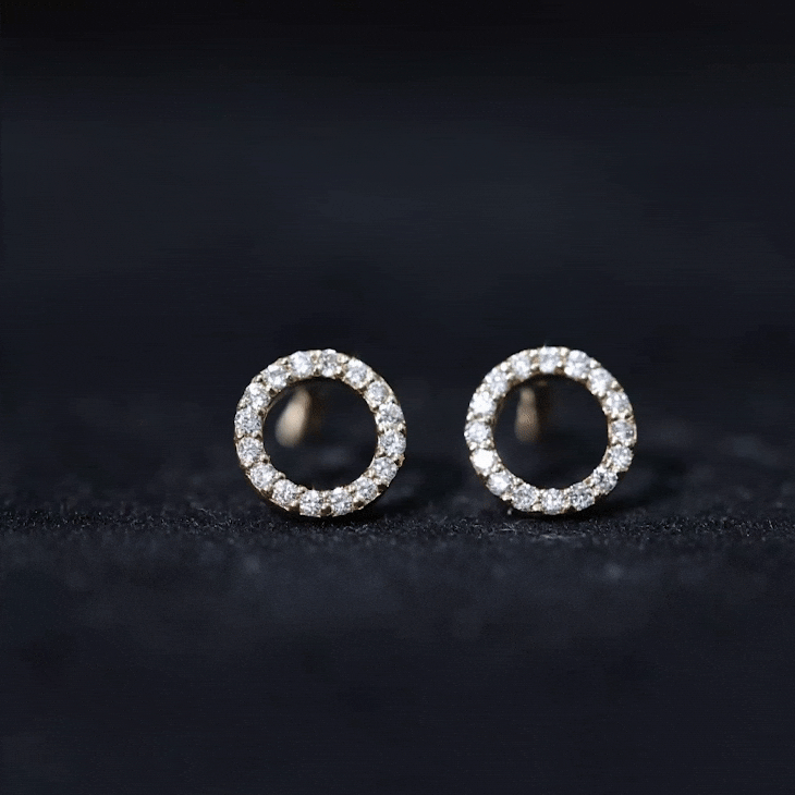 Lab Grown Diamond Circle Stud Earrings With Screw Back