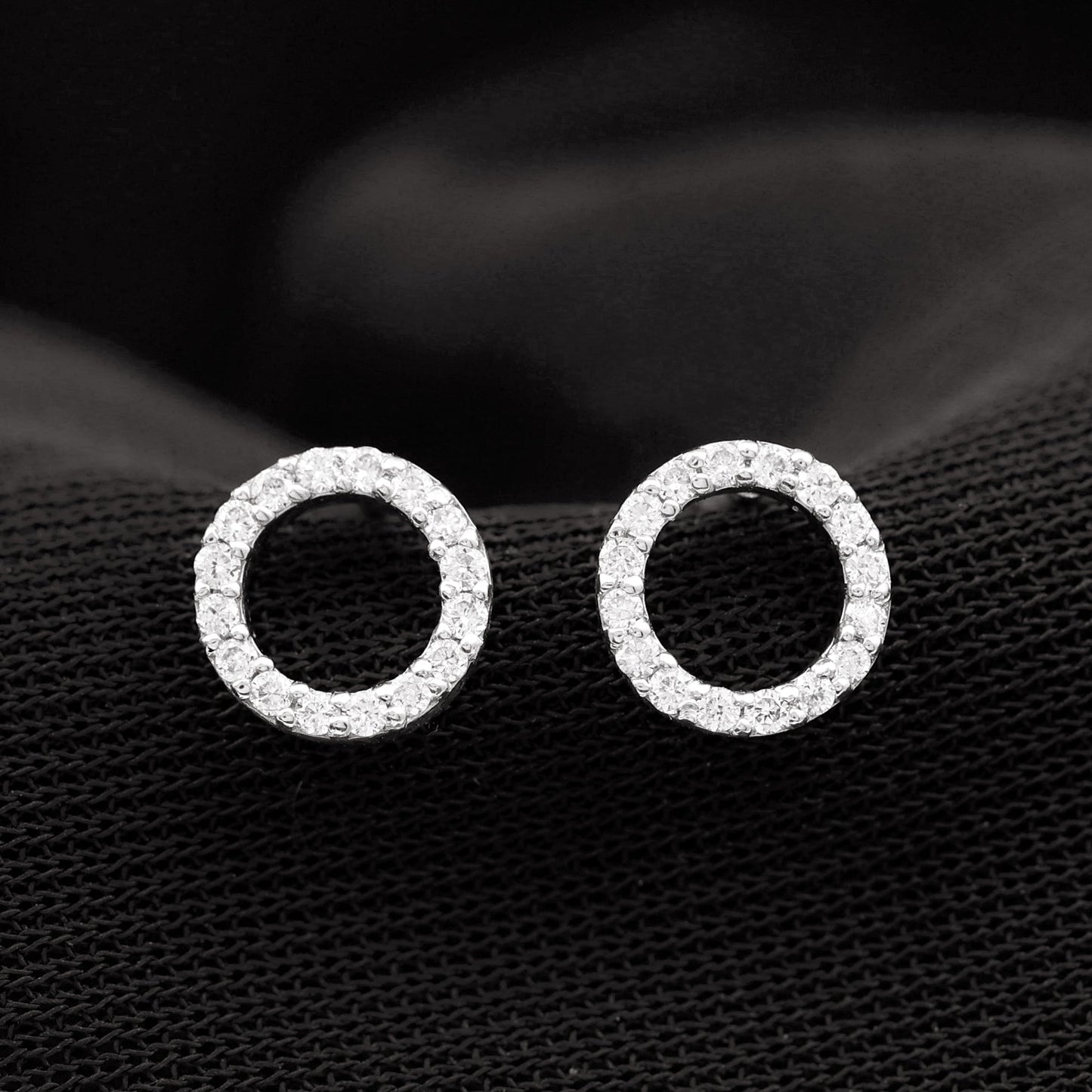 Lab Grown Diamond Circle Stud Earrings With Screw Back