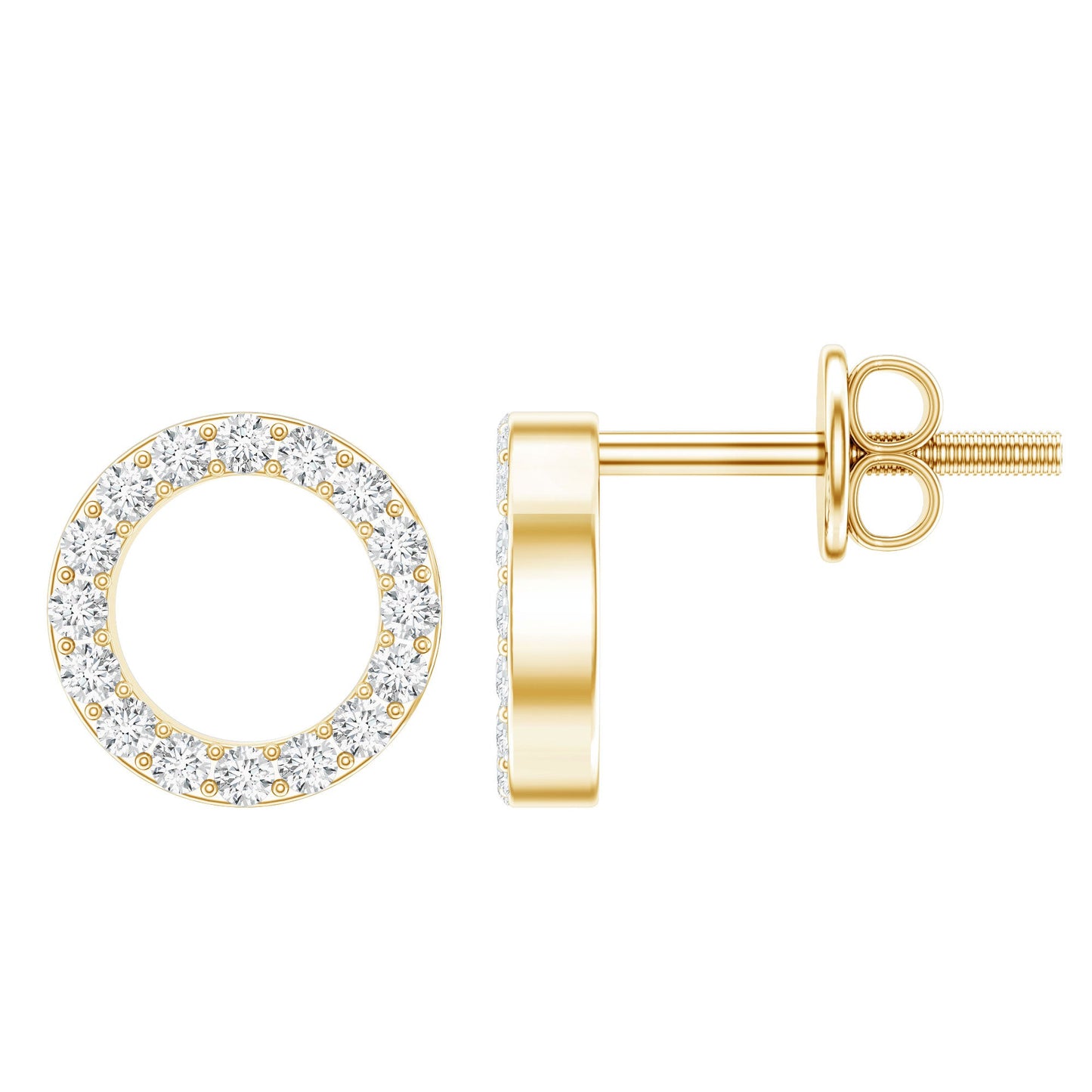 Lab Grown Diamond Circle Stud Earrings With Screw Back