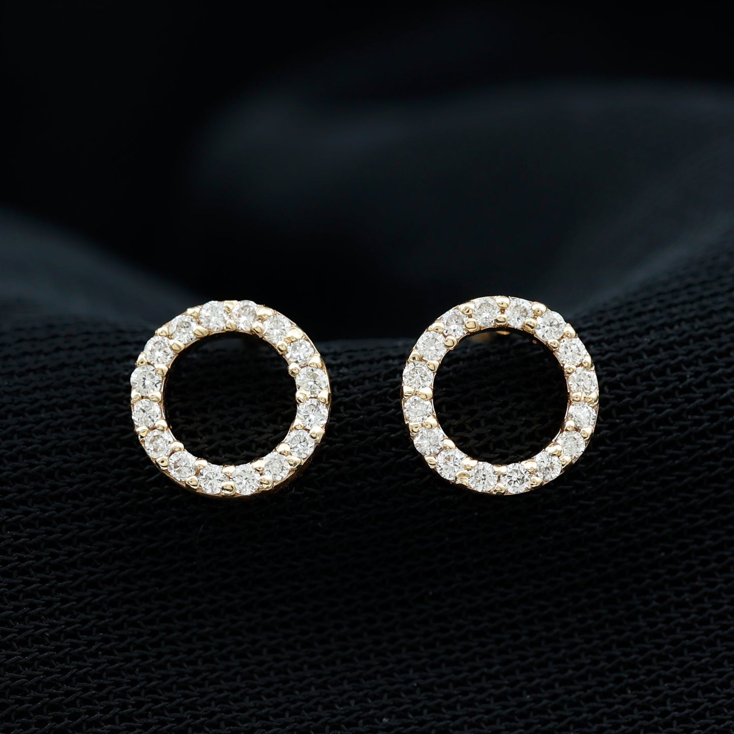 Lab Grown Diamond Circle Stud Earrings With Screw Back
