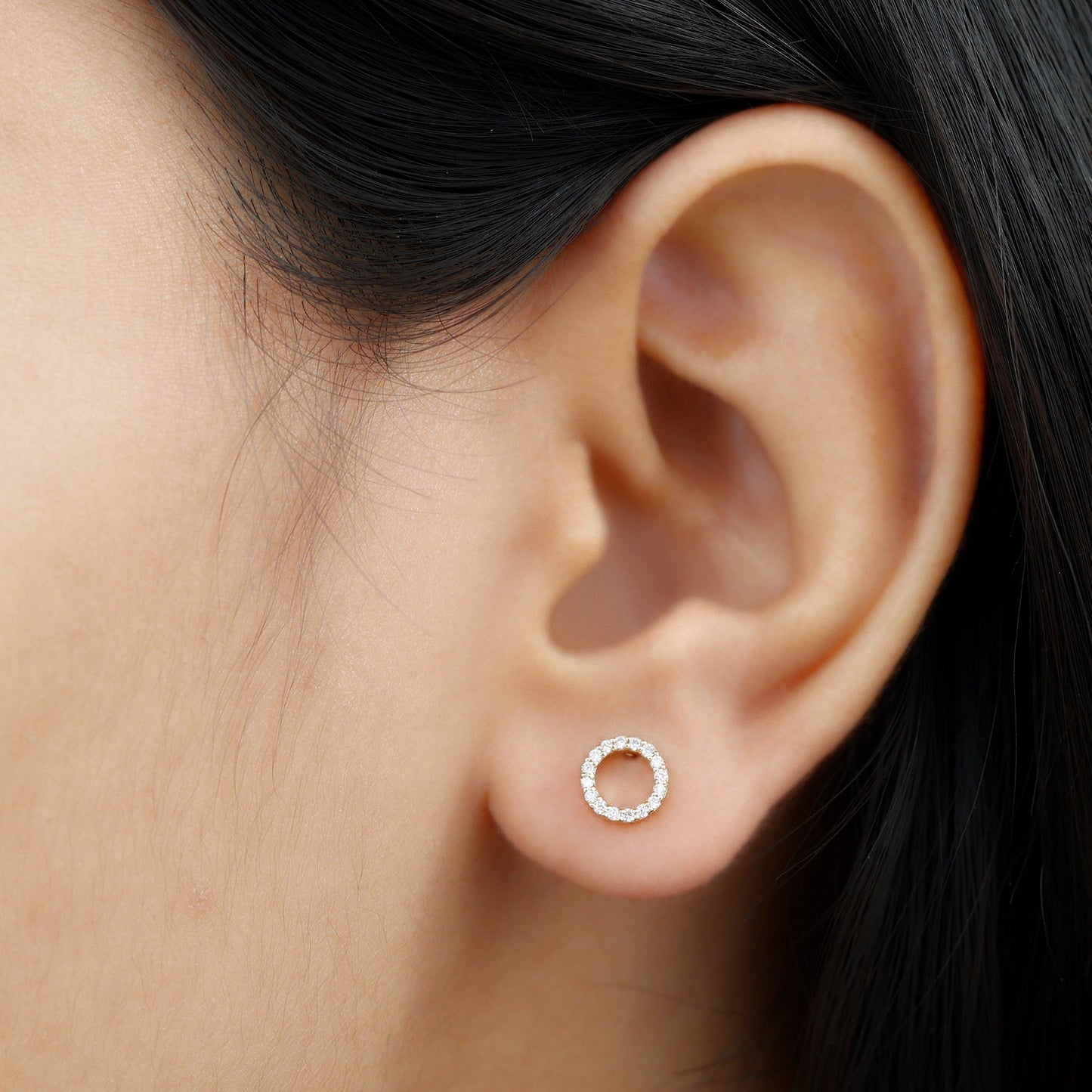 Lab Grown Diamond Circle Stud Earrings With Screw Back