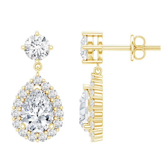 Lab 1.3 Carat Pear Shaped Diamond Bridal Drop Earrings