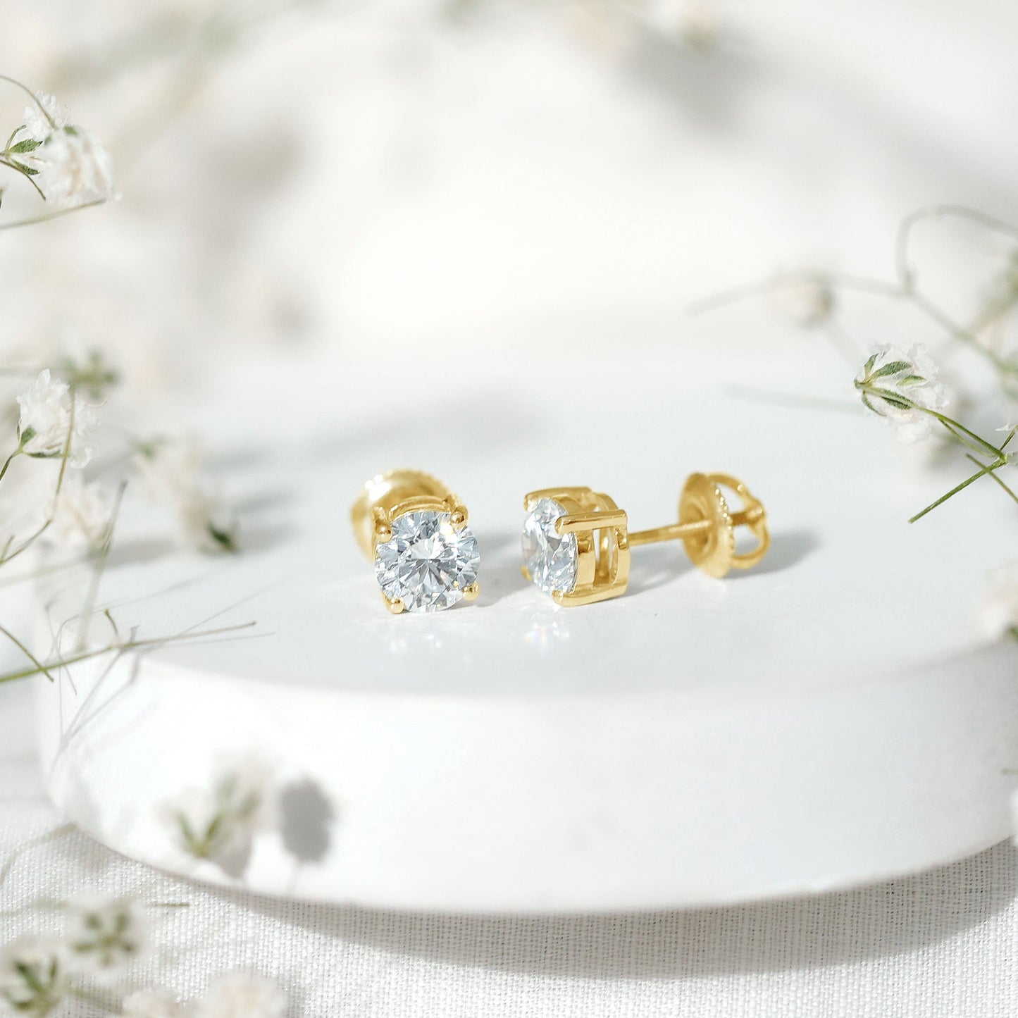 IGI Certified 2 Carat Round Lab Grown Diamond Stud Earrings with Screw Backs