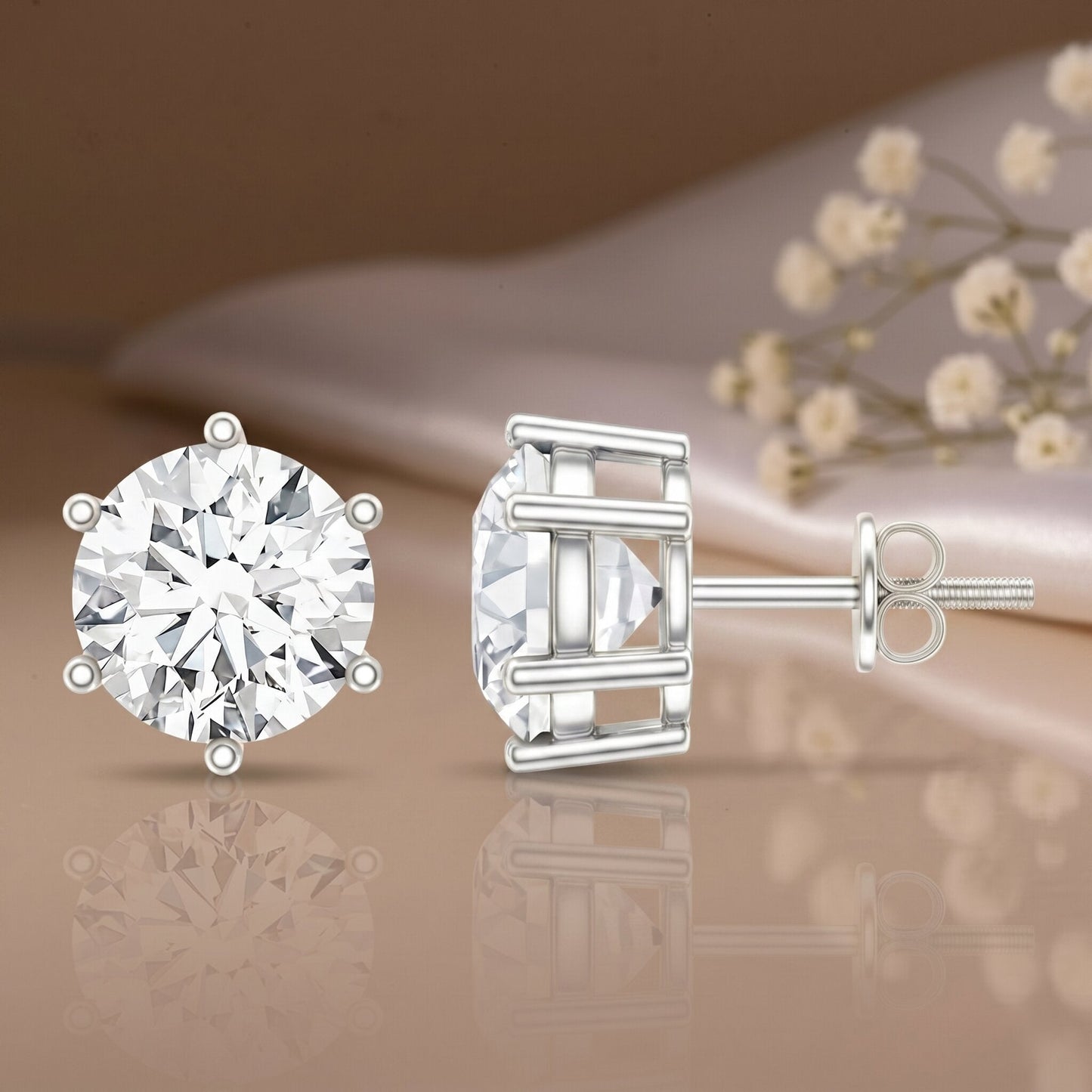 IGI Certified 4 Carat Lab Grown Diamond Solitaire Studs