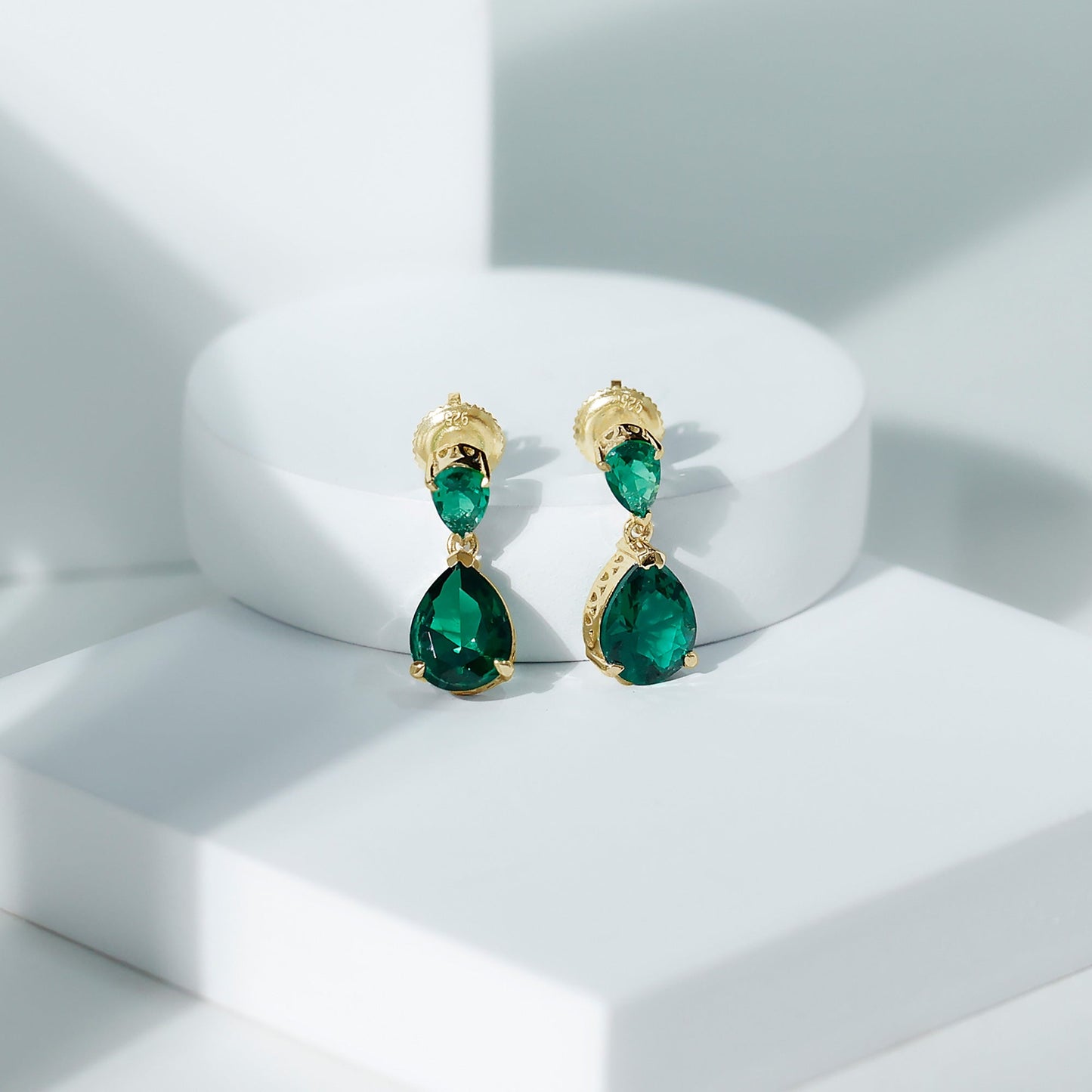 Lab Grown Emerald Teardrop Statement Earrings With Certificate
