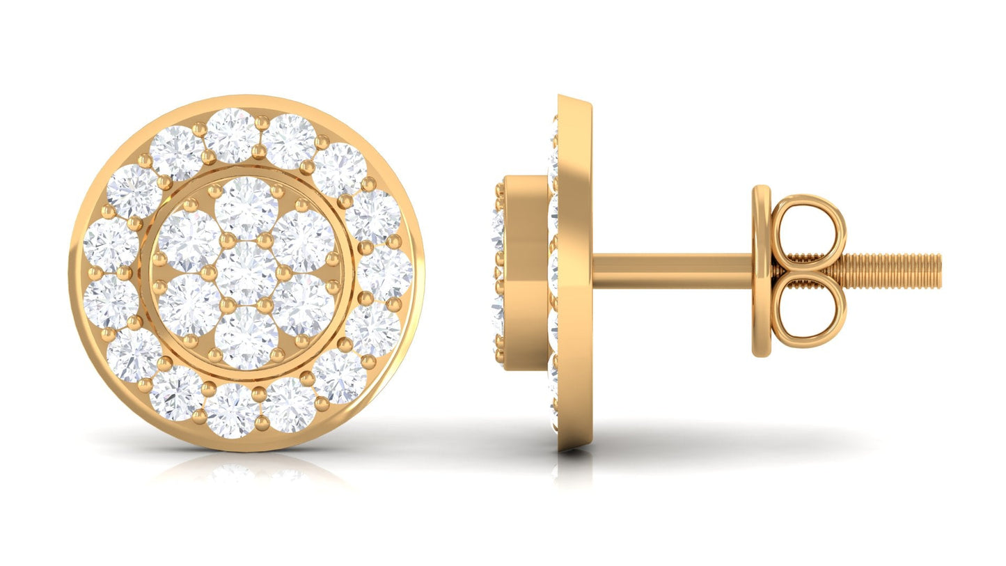 Natural Diamond Round Earrings with Screw Back