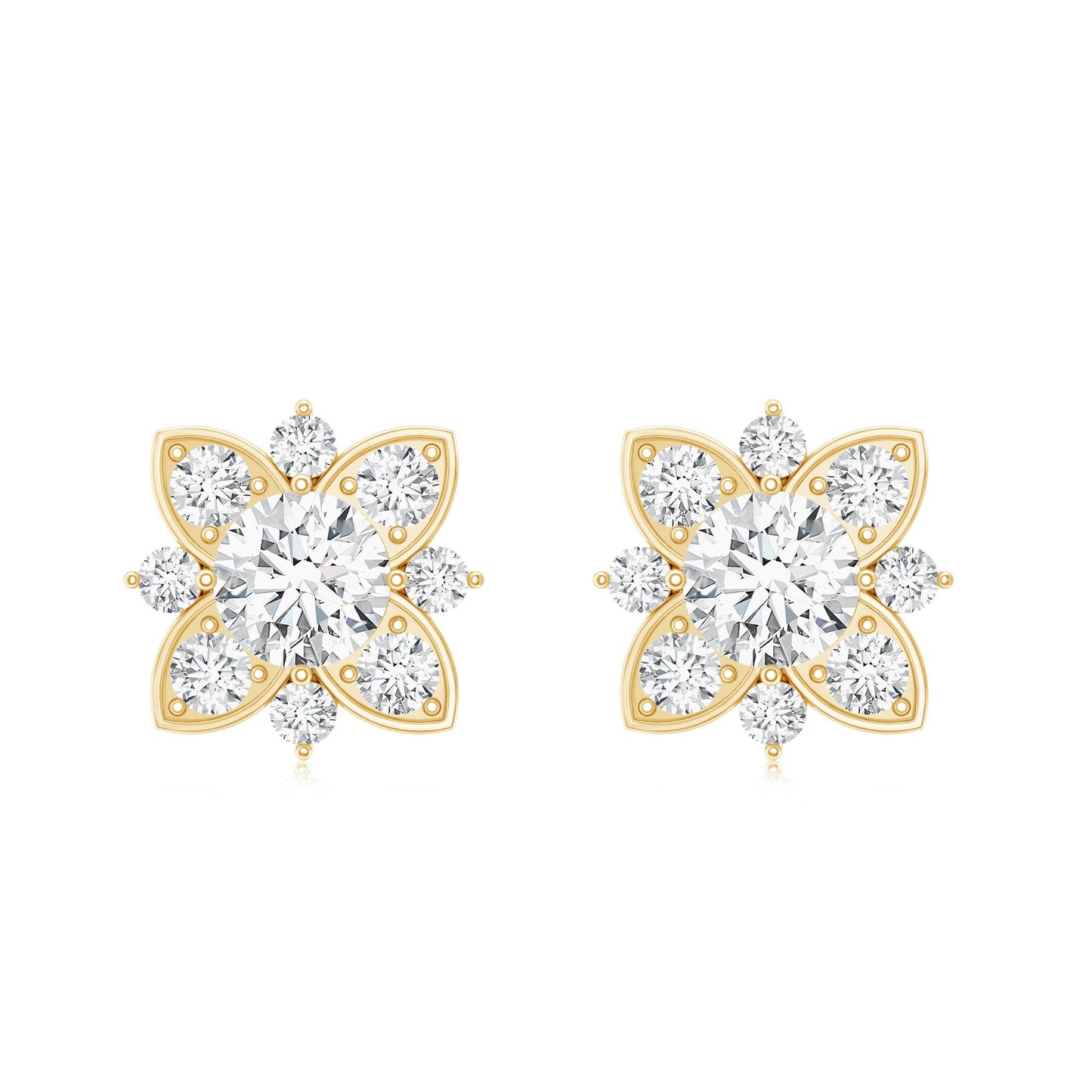Certified Moissanite Floral Stud Earrings