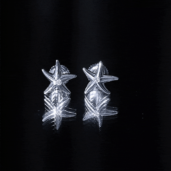 Diamond Starfish Stud Earrings for Women