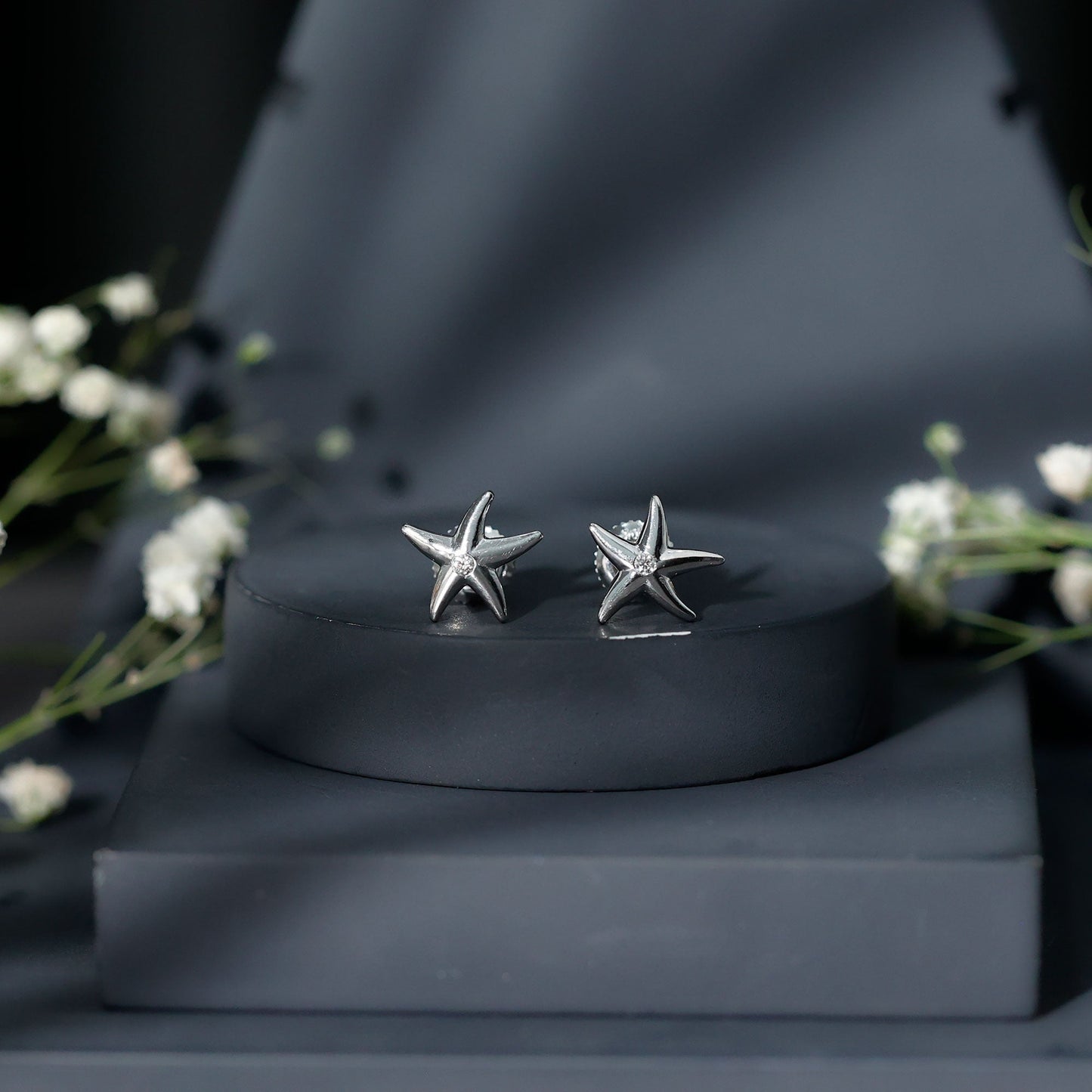 Diamond Starfish Stud Earrings for Women