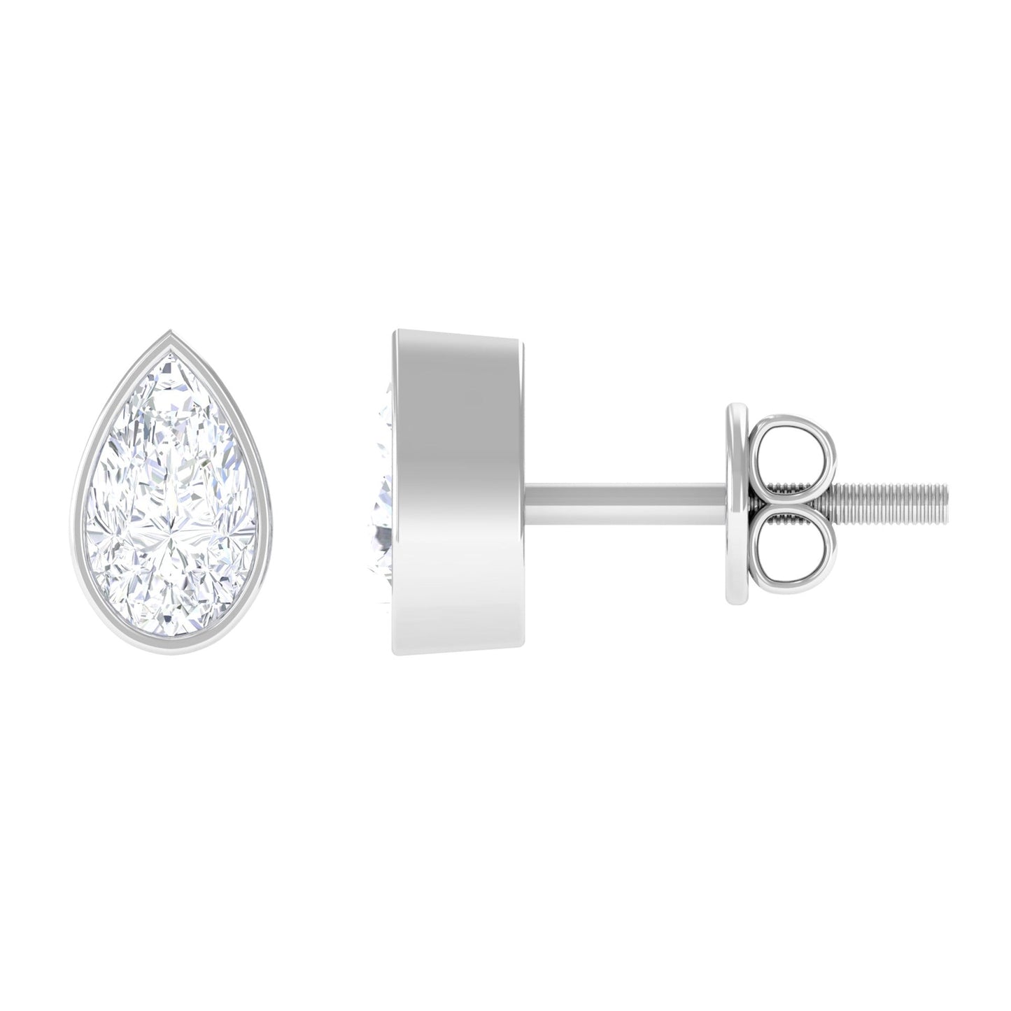 Pear Cut Natural Diamond Solitaire Stud Earrings