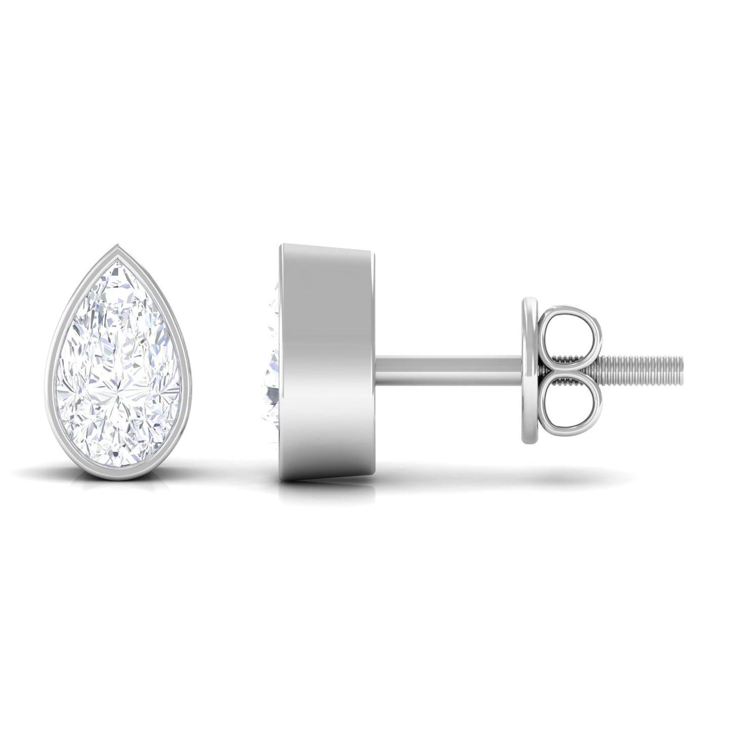 Pear Cut Natural Diamond Solitaire Stud Earrings